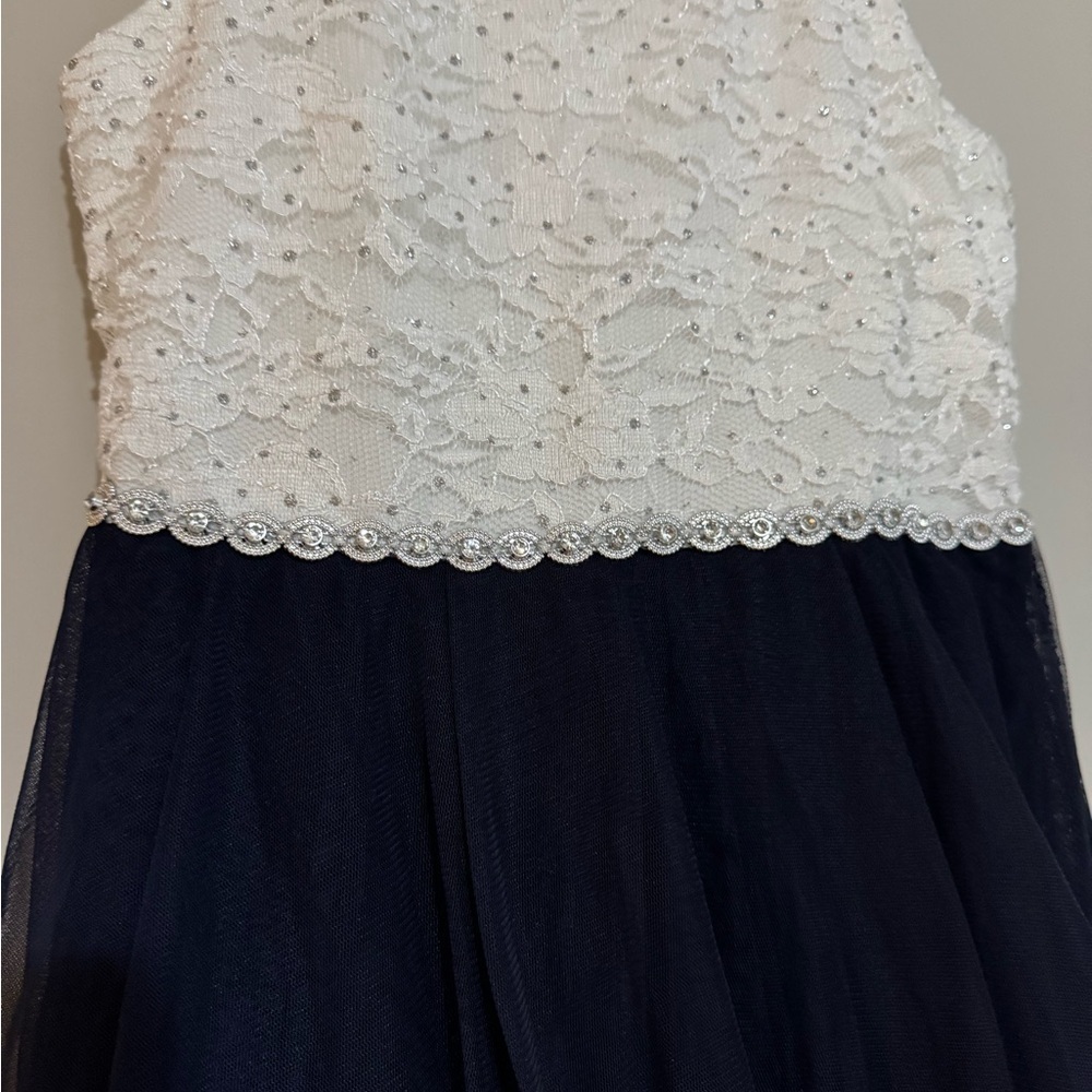 Speechless White and Navy Formal Kids Dress - Picture 4 of 13